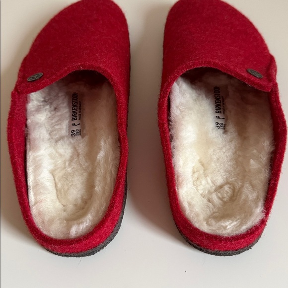 Birkenstock Zermatt Wool Felt Red Clogs Shearling Lined Slippers 39/250/8-8.5 - Picture 9 of 13